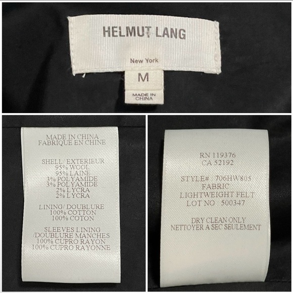 Helmut Lang Felted Wool High Neck Coat Black Medium - Picture 16 of 16